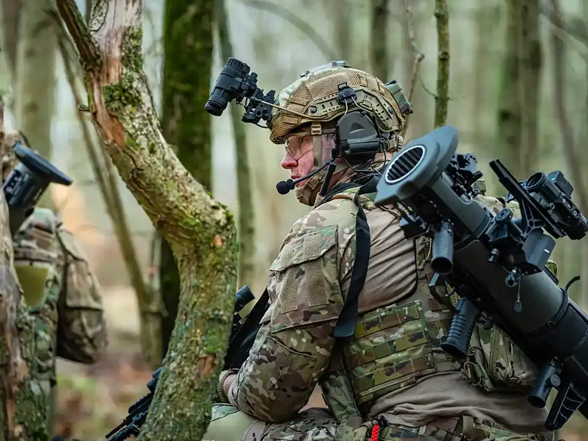 Soldier with Saab Carl-Gustaf M4 weapon